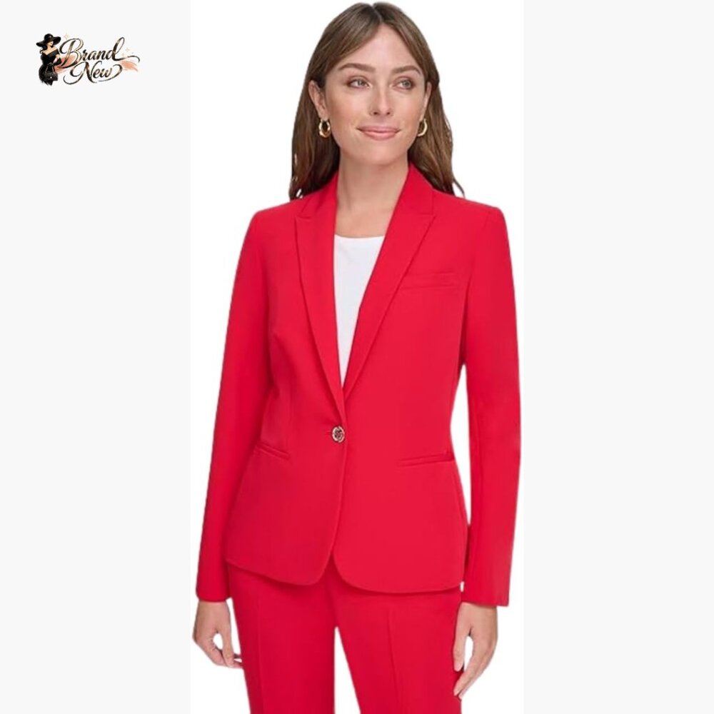 Single Button Business Blazer with Polyester Blen… - image 1